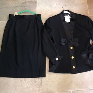 Chanel black tuxedo skirt suit